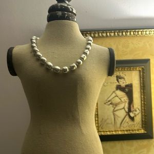 Carolee short grey pearl necklace with rhinestone clasps